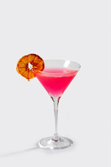 Fresh cosmopolitan cocktail with orange, stock, on white background