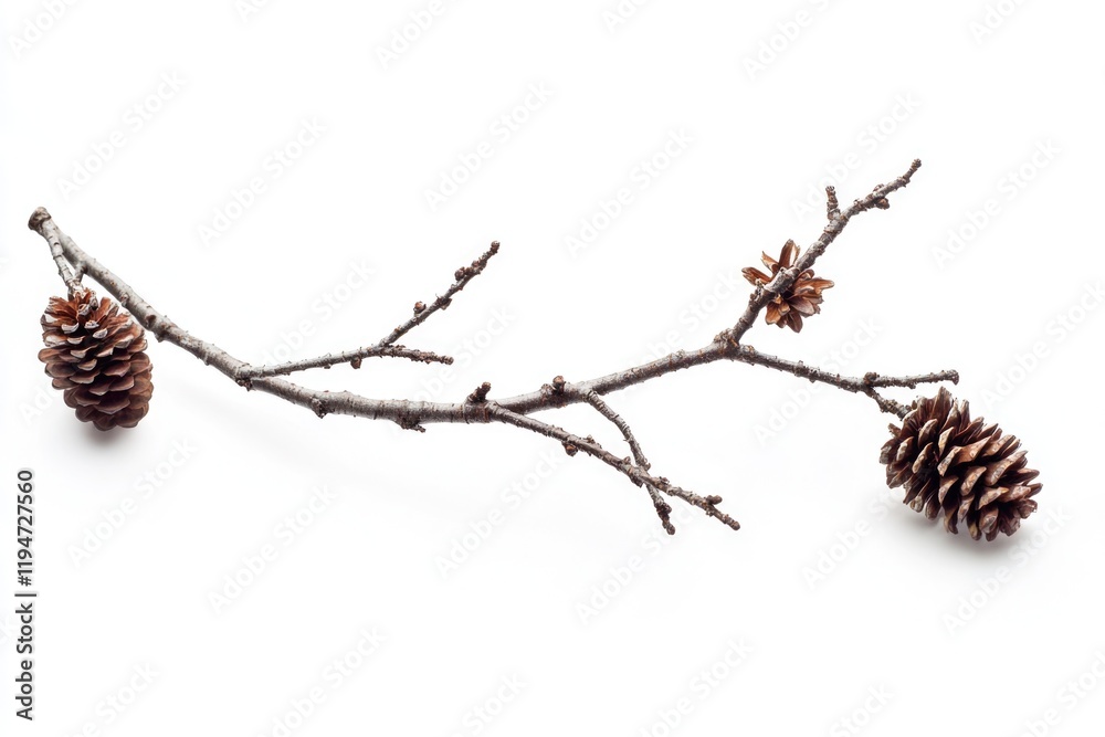 Poster A branch with two pine cones attached, natural and rustic image