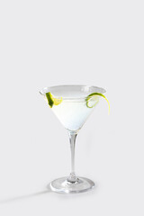 Fresh Americano cocktail with lemon and ice, stock, on white background

