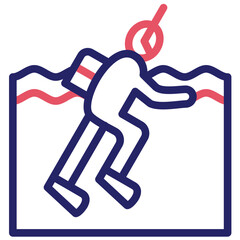Open Water Diving vector icon illustration of Vacation and Tourism iconset.