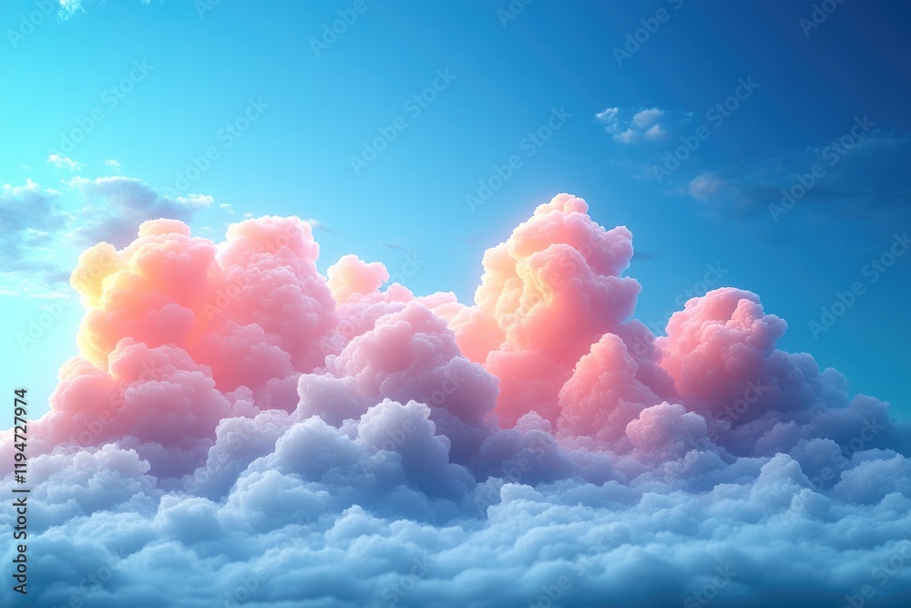Aufkleber a clear blue sky filled with white puffy clouds, perfect for use in backgrounds or as a visual eleme
