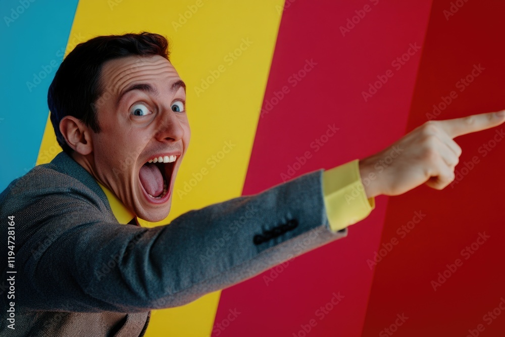 Poster A business professional pointing at an object or idea, great for representing direction or guidance