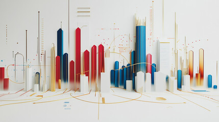 Abstract white background with Colorful charts and graphs with statistics to innovative analyze business potential and forecast future development of companies growth.