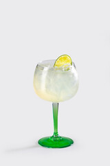Fresh Gin Tonic cocktail with orange and ice, stock, on white background