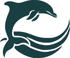 dolphin Silhouette vector art Illustration with white background