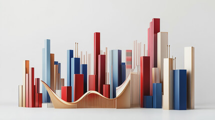 Obraz premium Abstract white background with Colorful charts and graphs with statistics to innovative analyze business potential and forecast future development of companies growth.