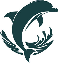 dolphin Silhouette vector art Illustration with white background