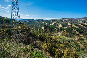 Aliano badlands during a sunny springtime day, Matera, Italy