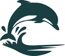 dolphin Silhouette vector art Illustration with white background