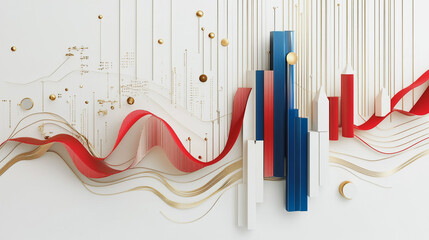 Obraz premium Abstract white background with Colorful charts and graphs with statistics to innovative analyze business potential and forecast future development of companies growth.