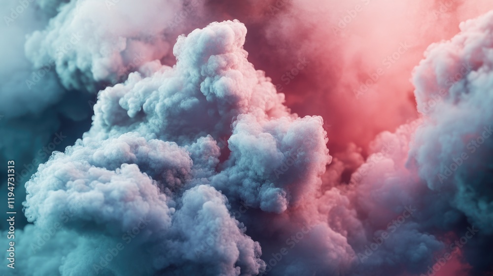 Poster a detailed view of a cloudy sky with puffy white clouds and blue background