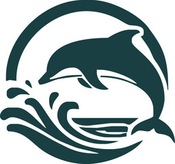 Fototapeta premium dolphin Silhouette vector art Illustration with white background