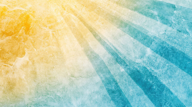 Abstract sun rays in yellow and blue watercolor texture. Perfect for summer ads, inspirational posters, and modern backgrounds.