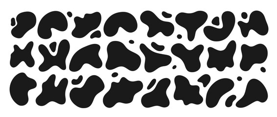 Freeform set. Collection of hand drawn abstract irregular blobs. Trendy minimal designs. Flat vector illustration.