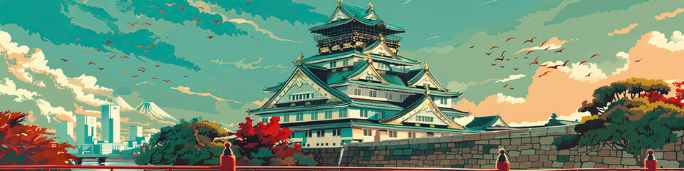 Majestic Osaka Castle: A Geometric Masterpiece