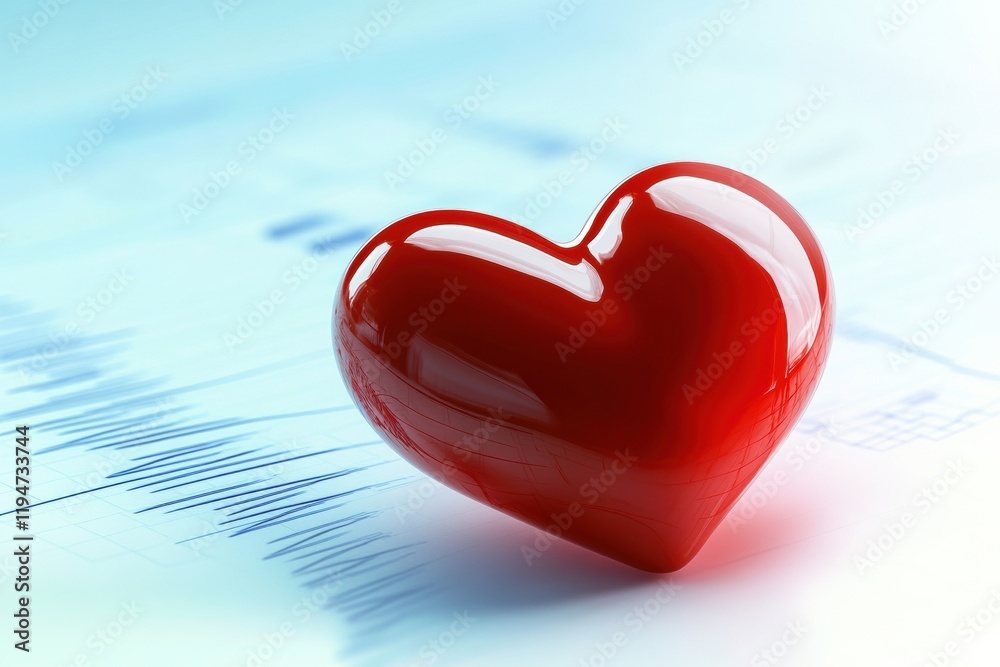 Leinwandbilder glowing red heart resting on a dynamic cardiogram symbolizing vitality and health. generative ai