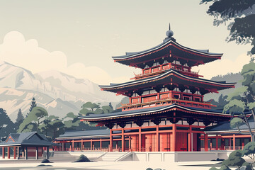 Fototapeta premium Majestic Tōdai-ji Temple: A Geometric Perspective