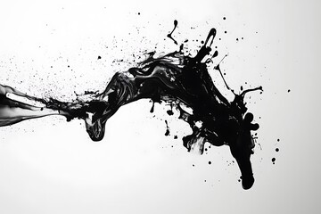 Dynamic Black Ink Splash on White Background