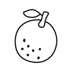 Citrus orange or lemon doodle icon hand drawn with black line in freehand style
