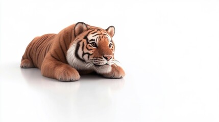 Obraz premium Soft Plush Tiger on White Background. Generative AI