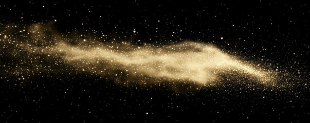A cosmic dust cloud abstract with tiny particles of light in warm golden hues, 4k photo.