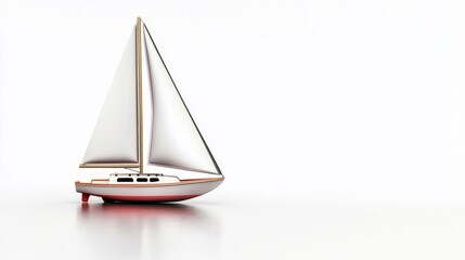 Minimalist Toy Sailboat on a White Background. Generative AI