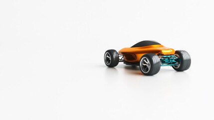 Orange Race Car on White Background. Generative AI