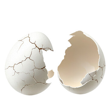 Cracked Eggshell with Empty Interior View Isolated on transparent background