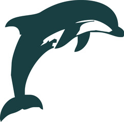 dolphin Silhouette vector art Illustration with white background