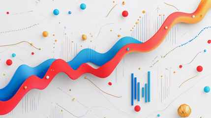 Obraz premium Abstract white background with Colorful charts and graphs with statistics to innovative analyze business potential and forecast future development of companies growth.