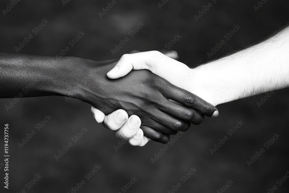 Poster two individuals shaking hands in a professional setting
