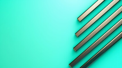 Obraz premium A series of four metal bars are arranged in a row on a green background