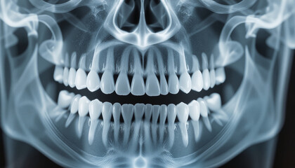 Detailed dental X-ray image showcasing clear teeth and bone structure against a neutral backdrop