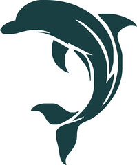 dolphin Silhouette vector art Illustration with white background