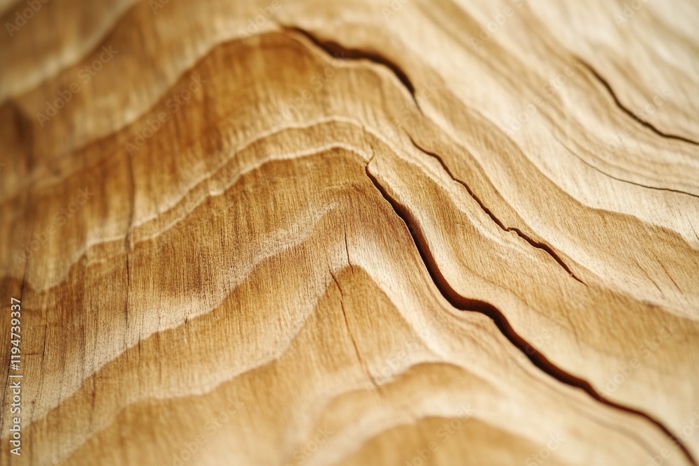 Poster close-up of a wooden surface featuring a wavy pattern, ideal for use in designs or backgrounds