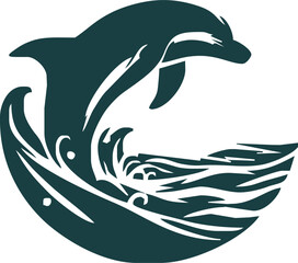 dolphin Silhouette vector art Illustration with white background