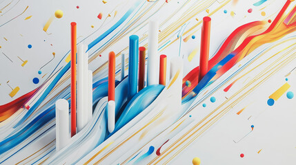 Fototapeta premium Abstract white background with Colorful charts and graphs with statistics to innovative analyze business potential and forecast future development of companies growth.