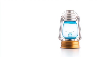 Vintage Camping Lantern with Blue Glow. Generative AI