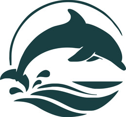 dolphin Silhouette vector art Illustration with white background