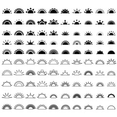 Fototapeta premium Sunset icon vector set. Sunrise illustration sign collection. Sun symbol or logo.