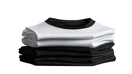 set of pile stack group of folded blank black and white tshirts