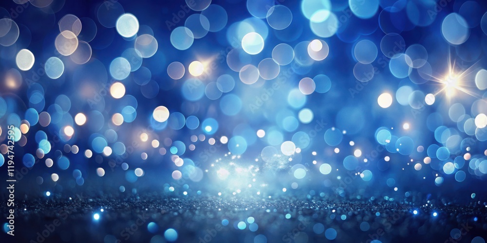 Poster abstract sparkling blue background with glimmering lights and shimmering glitter