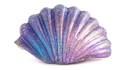 Fototapeta premium Glitter sea shell seashell invertebrate seafood isolated on a white background
