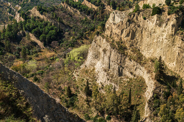 aliano badlands during a sunny springtime day, Matera, Italy