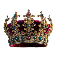 Fototapeta premium Royal Gold Crown with Gems on Transparent Background
