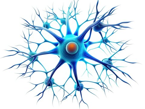 Minimalist Neuron Structure:  Synapses, Dendrites, Axon & Cell Body Illustration