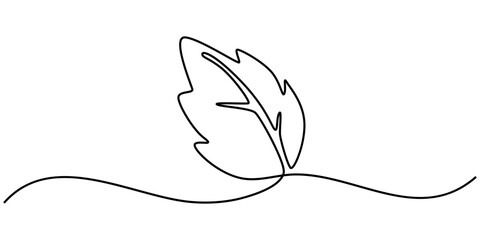 hand drawn leaf icon illustration with single line doodle concept vector, continuous line drawing art of leaves isolated on transparent background. Vector illustration, Leaves continuous line drawing.