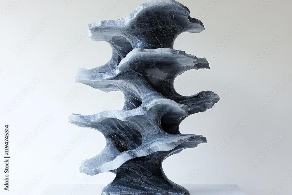 Aufkleber An abstract sculpture with layered stone formations and a twist of differing blue shades, evoking both a sense of depth and a dynamic movement.