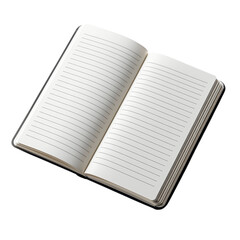 Open blank notebook on a white Isolated on transparent background