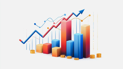 Fototapeta premium Abstract white background with Colorful charts and graphs with statistics to innovative analyze business potential and forecast future development of companies growth.